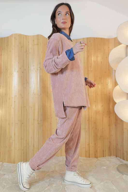 Drift Stretch Velour Top Rose